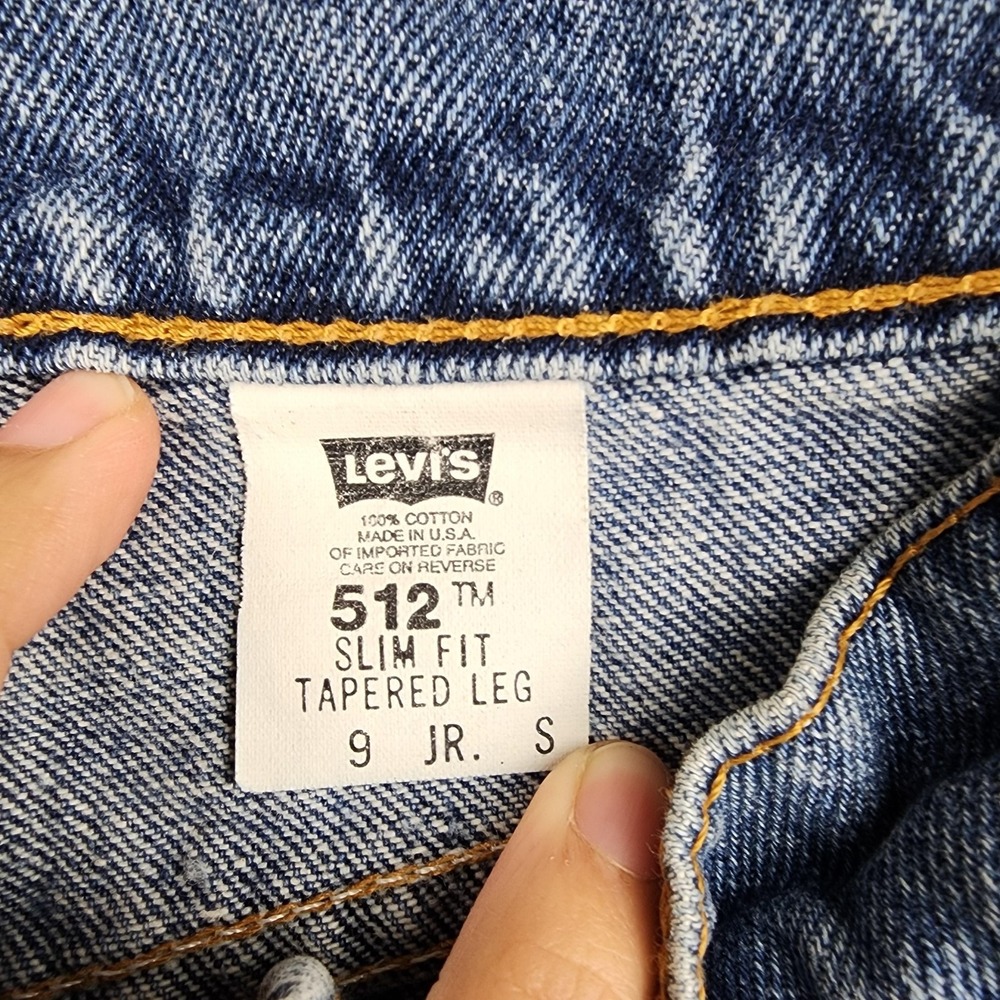 Vintage Levi's 512 Slim Tapered Jeans Juniors 9 Blue High Rise Denim USA 90s - Picture 2 of 12